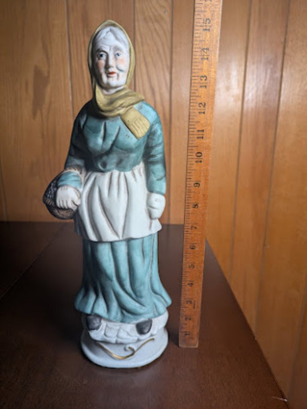 Vintage Porcelain Peasant Woman Figurine - Cottagecore Rustic Decor Statue 11.5"